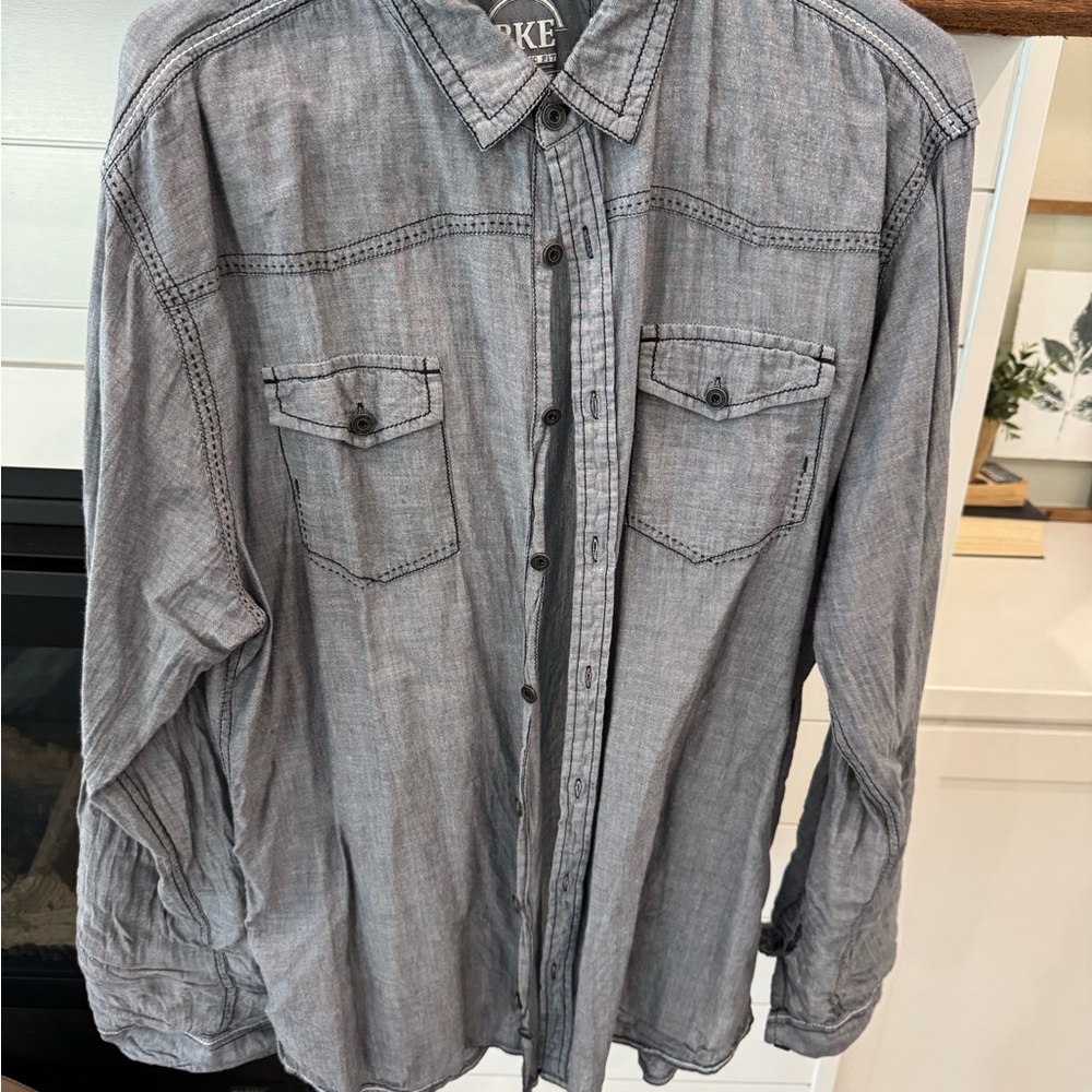 BKE Gray Button-Up Shirt